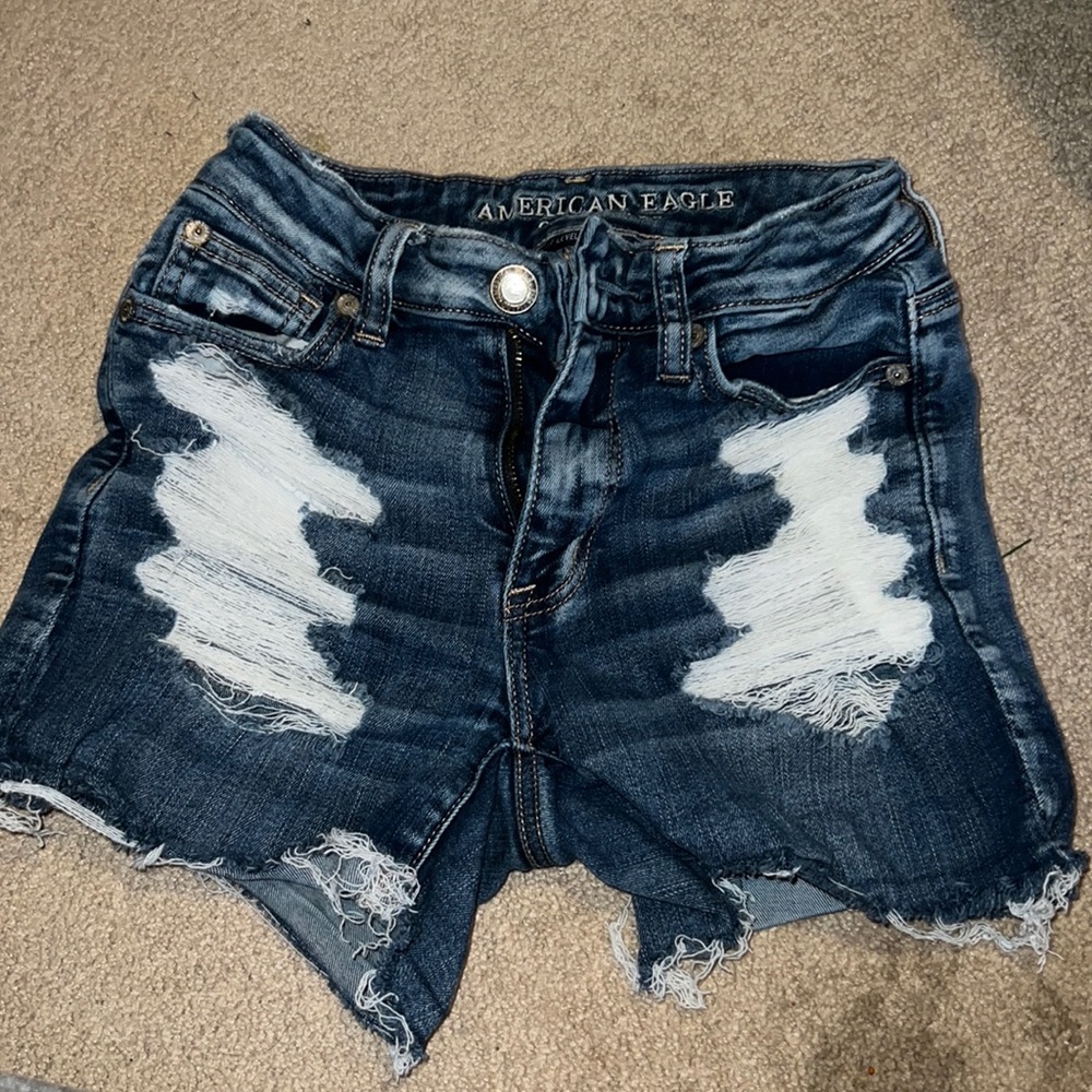 Ripped jean shorts